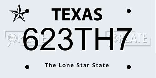 623TH7 Texas License Plate