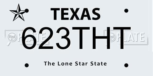 623THT Texas License Plate