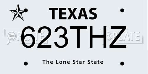 623THZ Texas License Plate