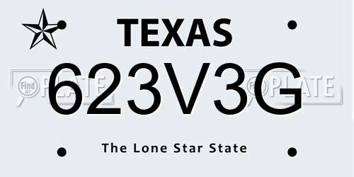 623V3G Texas License Plate