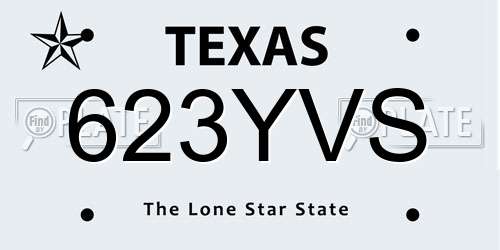623YVS Texas License Plate