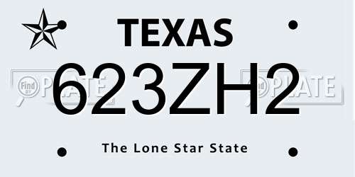 623ZH2 Texas License Plate