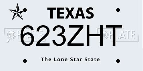 623ZHT Texas License Plate