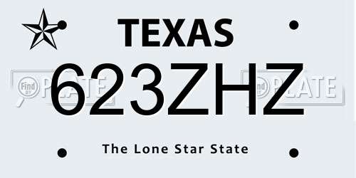 623ZHZ Texas License Plate