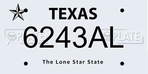 6243AL Texas License Plate