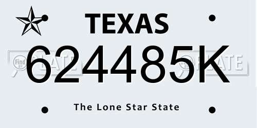 624485K Texas License Plate