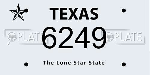 6249 Texas License Plate