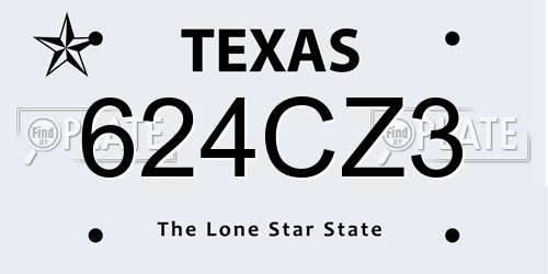 624CZ3 Texas License Plate