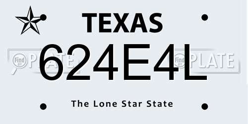 624E4L Texas License Plate