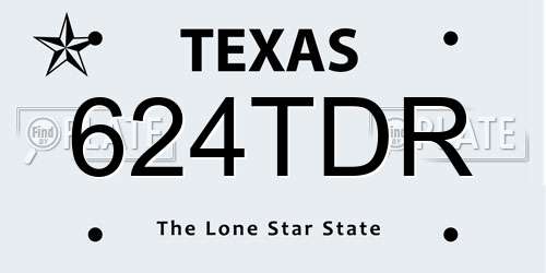 624TDR Texas License Plate