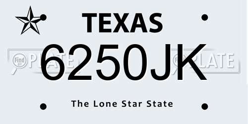6250JK Texas License Plate