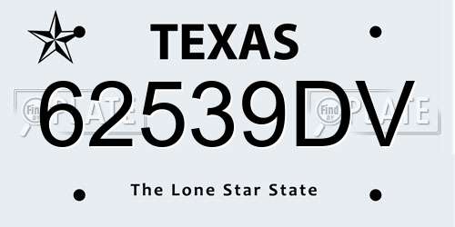 62539DV Texas License Plate