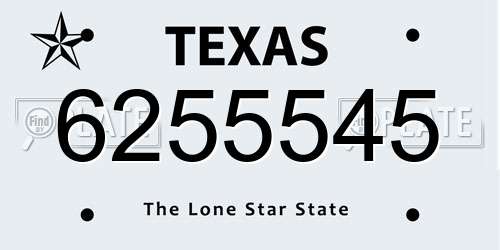6255545 Texas License Plate