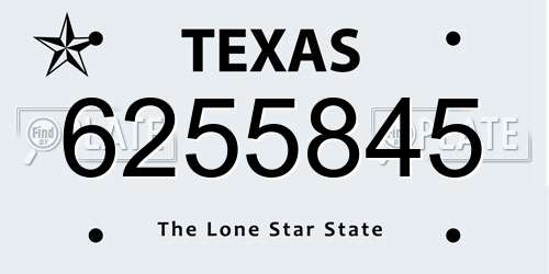 6255845 Texas License Plate