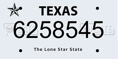 6258545 Texas License Plate