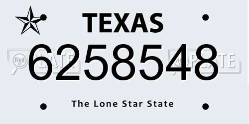 6258548 Texas License Plate