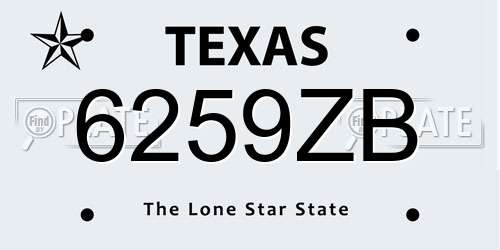 6259ZB Texas License Plate