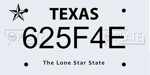 625F4E Texas License Plate