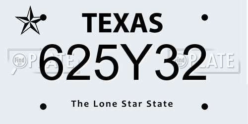 625Y32 Texas License Plate
