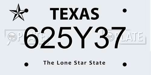 625Y37 Texas License Plate