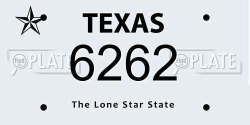 6262 Texas License Plate