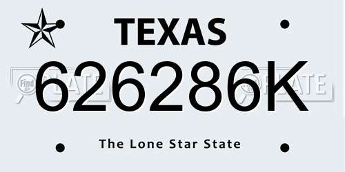626286K Texas License Plate