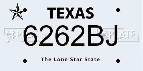 6262BJ Texas License Plate