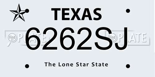 6262SJ Texas License Plate