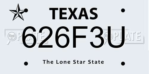626F3U Texas License Plate