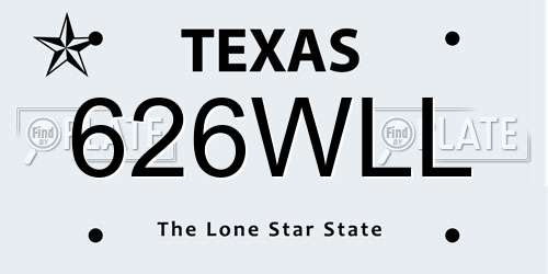626WLL Texas License Plate