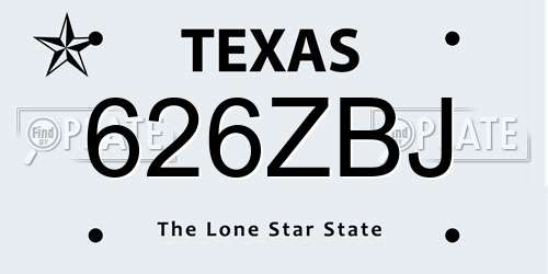 626ZBJ Texas License Plate