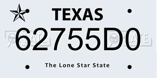 62755D0 Texas License Plate