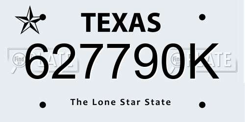 627790K Texas License Plate