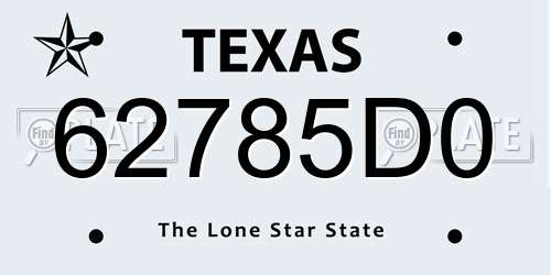 62785D0 Texas License Plate
