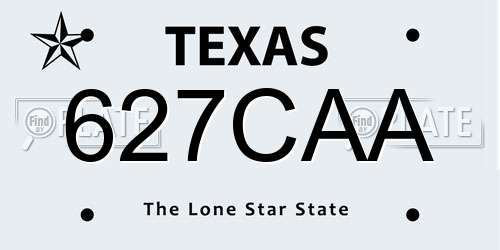627CAA Texas License Plate