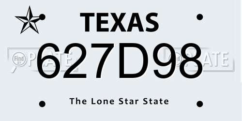 627D98 Texas License Plate