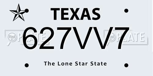627VV7 Texas License Plate