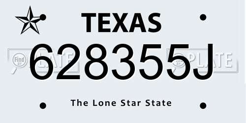 628355J Texas License Plate