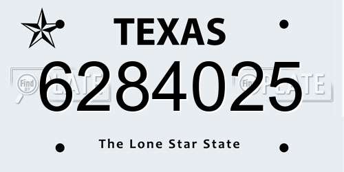6284025 Texas License Plate