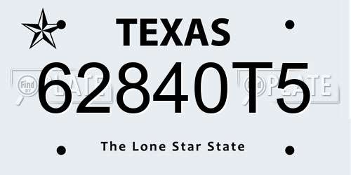 62840T5 Texas License Plate