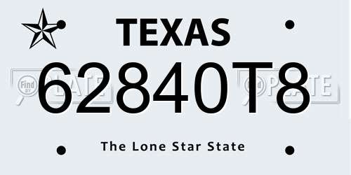 62840T8 Texas License Plate