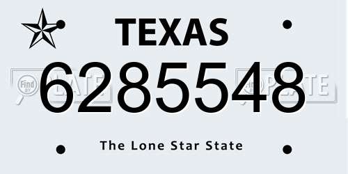 6285548 Texas License Plate