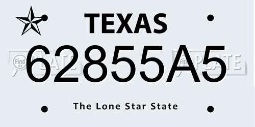 62855A5 Texas License Plate