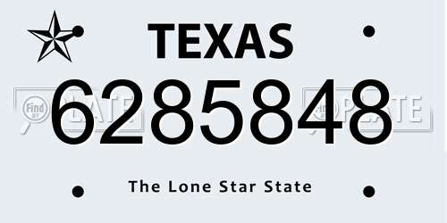6285848 Texas License Plate