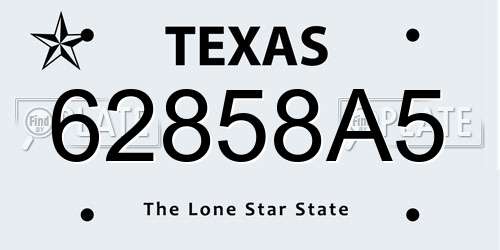 62858A5 Texas License Plate
