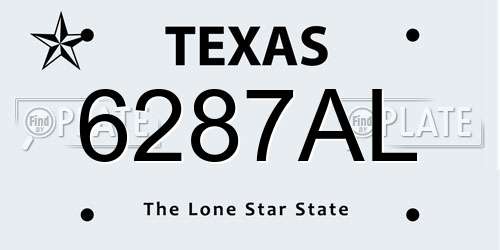 6287AL Texas License Plate