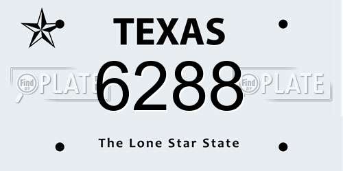 6288 Texas License Plate