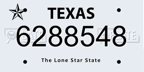 6288548 Texas License Plate