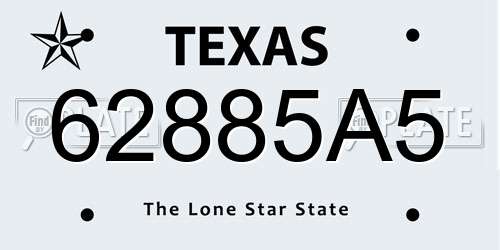 62885A5 Texas License Plate