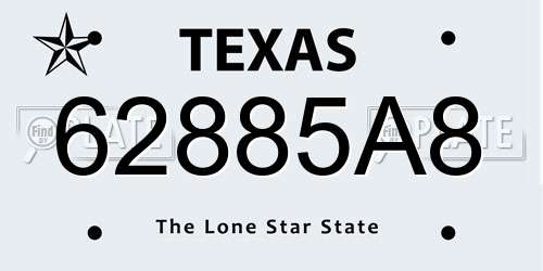 62885A8 Texas License Plate